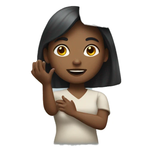 woman holding up stone sticker