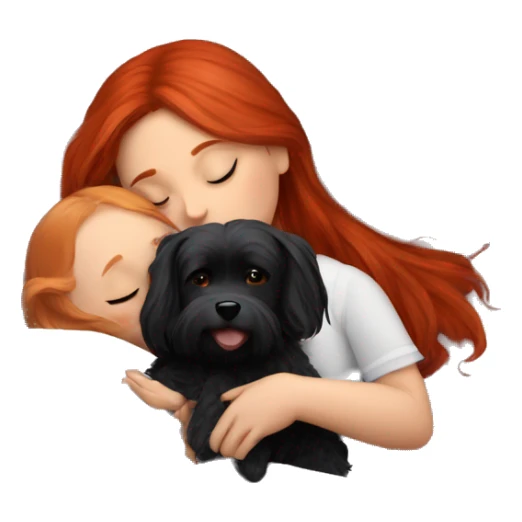 Red hair girl sleep with her maltese black dog sticker