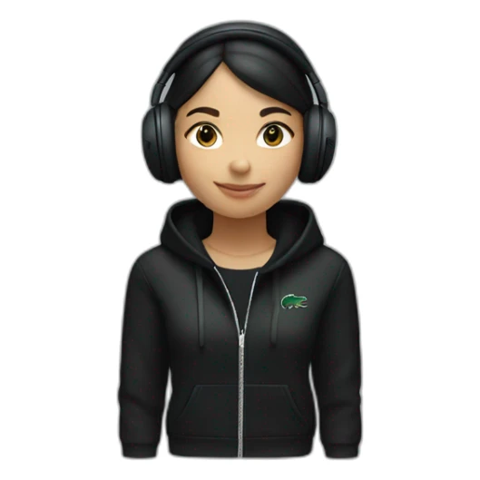 Lacoste headphone latina girl with black lacoste hoodie sticker