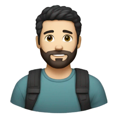 white Man with short black hair and circle beard sticker
