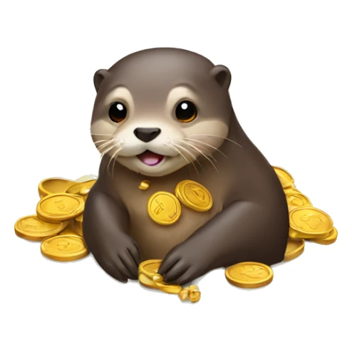 otters with gold coins sticker
