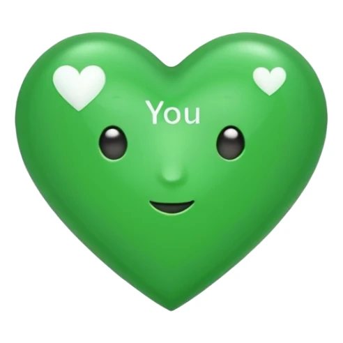 a green heart that says "i love you" on the ffront sticker
