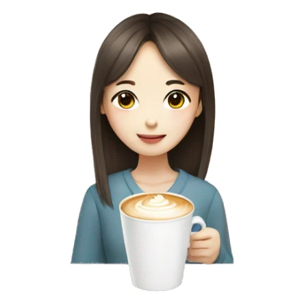 korean girl with latte sticker