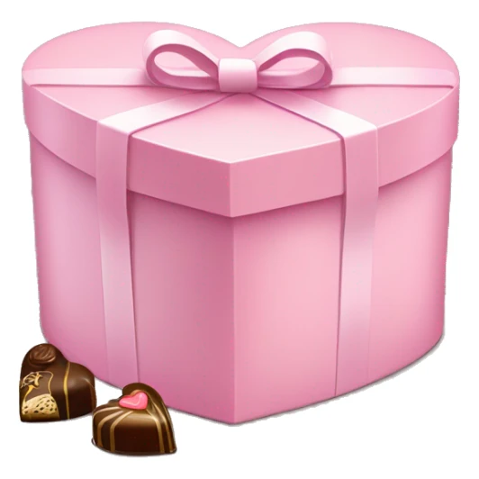 heart shaped light pink gift box, with many chocolates in it sticker