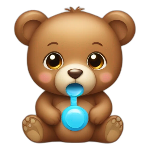 cute baby bear with a pacifier in his mouth sticker