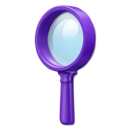 purple magnifying glass with clear lens 2d  sticker