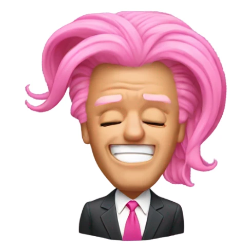 donald trump doing a flip with long pink hair sticker