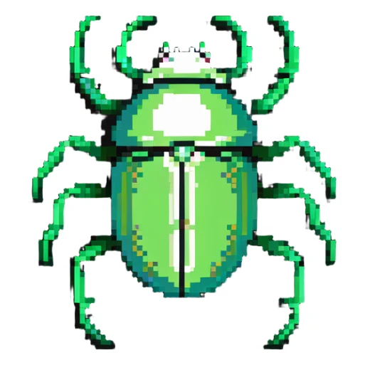 green shiny scarab with a skull as its body sticker