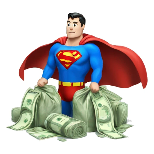 Superman with bag of money sticker