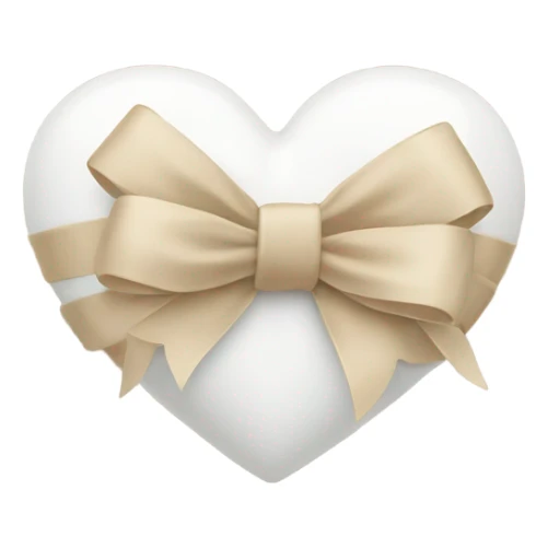 white heart with beige bow sticker