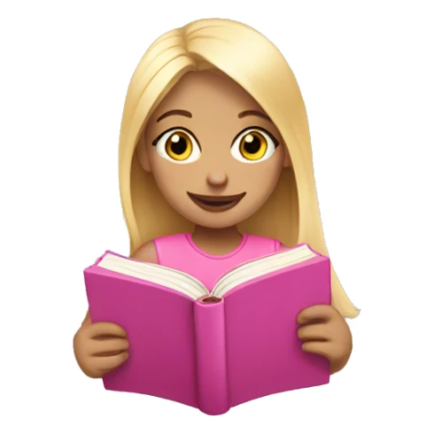Blonde girl reading a pink book sticker