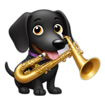 Black wiener dog playing the saxophone sticker