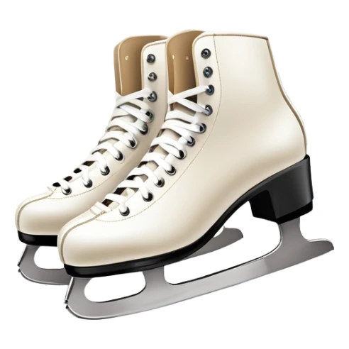 An icon featuring a pair of elegant figure skates resting on scratched, worn ice. In the background, cheering spectators fill the stands of a grand stadium, creating a vibrant atmosphere. Transparent background highlights the essence of figure skating performance sticker