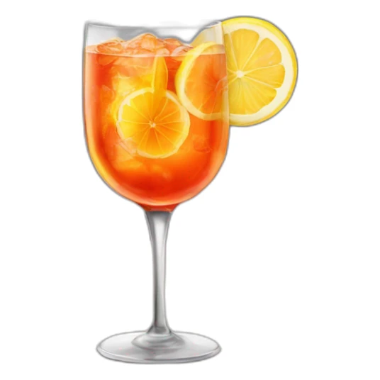Aperol spritz in a high glass with a slice of lemon on the right side only sticker