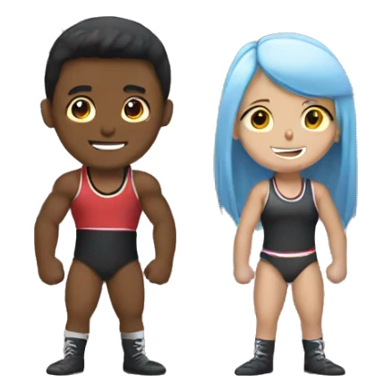 Wrestling boy and girl sticker