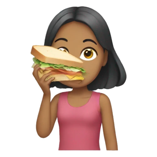 Girl shoving her face with sandwich sticker