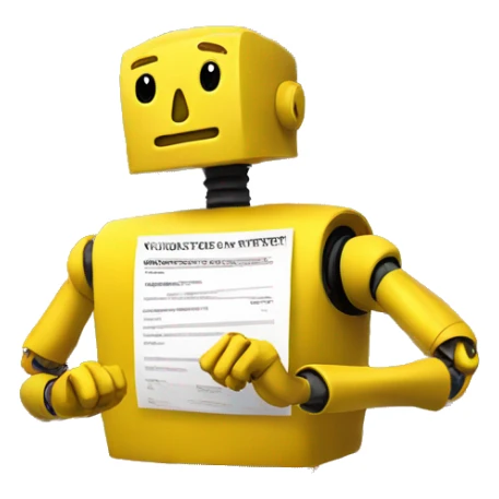 A yellow robot votes in the US election, with an American flag in the background sticker