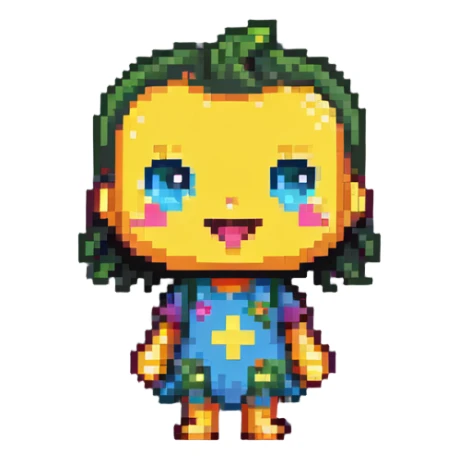 playful cartoon character, chibi proportions, cheerful pose sticker