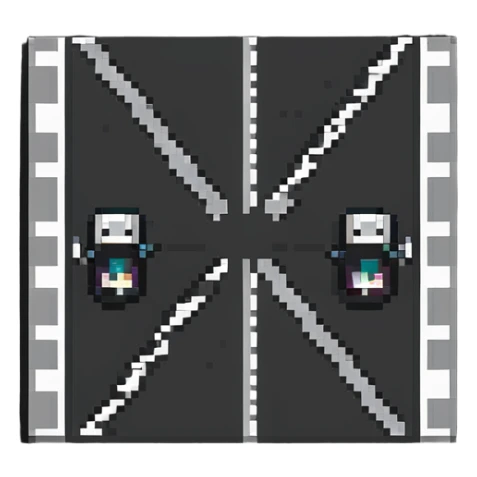 tiny simple road with crosswalk icon, modern colors, minimal details, small size sticker