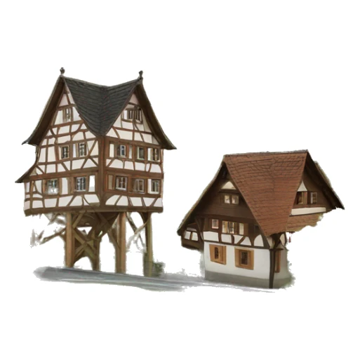 Fachwerkhäuser straßburg mit vielen sichtbaren holzbalken sticker