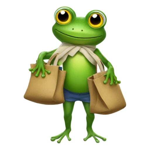 Frog with a bag sticker