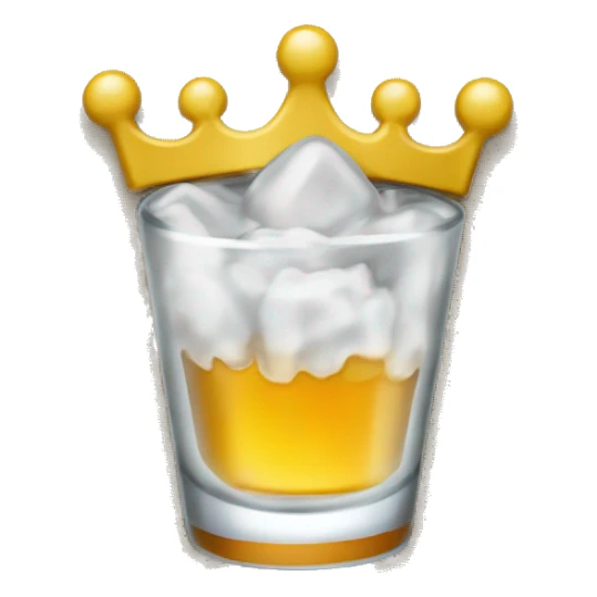 A fizzy shotglass inside of a crown sticker