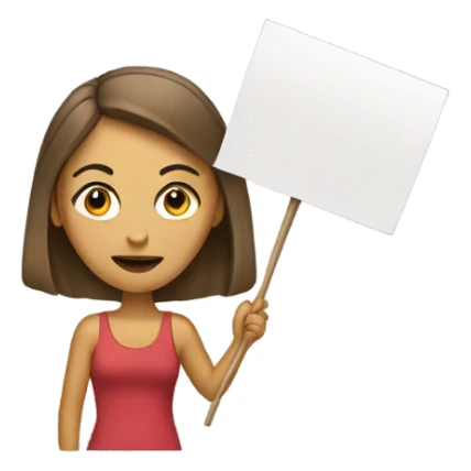 woman holding placard on stick sticker