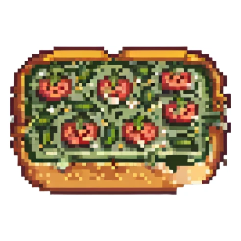 pesto pizza slice, pixel art style, retro, blocky sticker