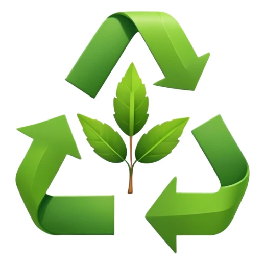 green leaf and recycling arrows symbolizing sustainability in logistics sticker