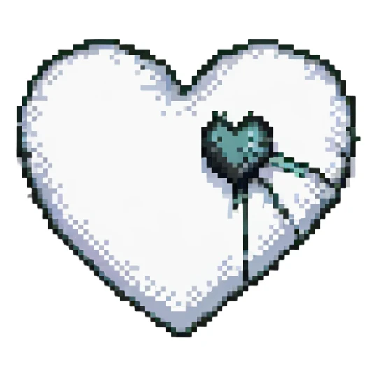 the word 'Babe' in white handwriting across a black heart, pixel art style, high contrast sticker