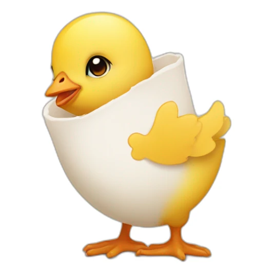 a baby chick holding a small cast, inside a heart symbol sticker