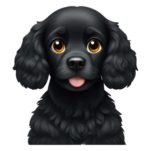 Small completely black spaniel with black fur on his whole face and white fur only on his chest sticker
