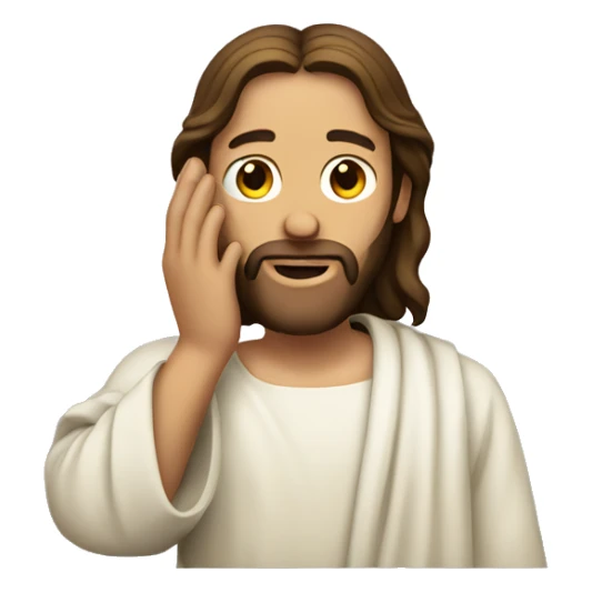 jesus listening with hand over ear sticker