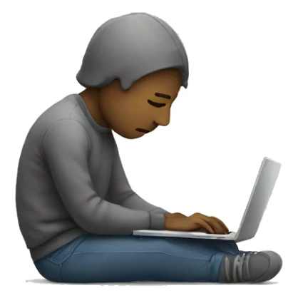 sad person with laptop sticker