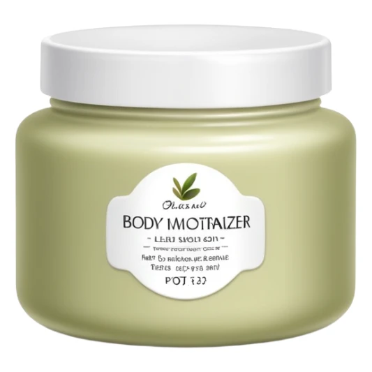 Body moisturizer cream pot with label pale olive  sticker
