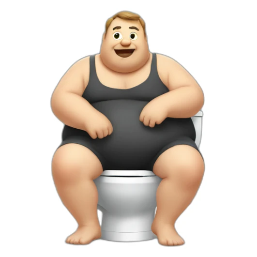 fat man sit on toilet sticker