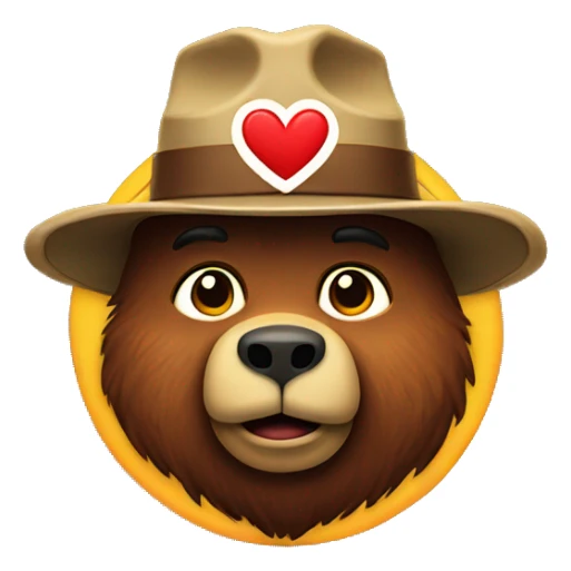 Smokey the bear with a heart sticker