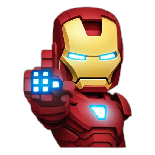 iron man in pixel art showing the finger sticker