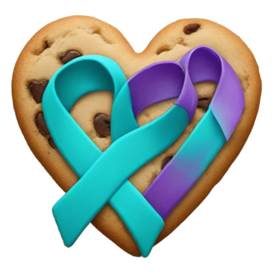 Purple teal Suicide awareness ribbon, heart cookie sticker