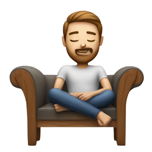 guy relaxing on sofa with great neck support with wooden frame sticker