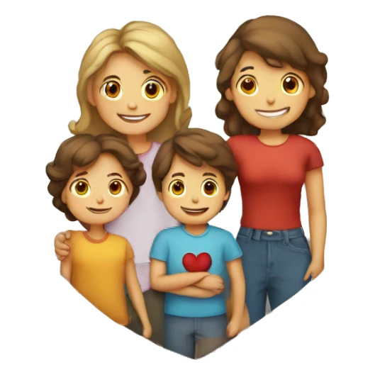 Heart and mom and dad and kids sticker
