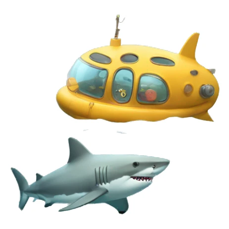 shark in a submarine with a cookie in the window sticker