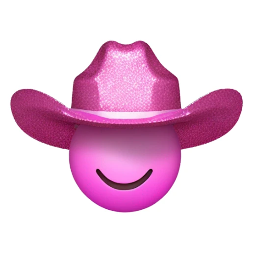 Pastel pink disco ball with pink glittery cowboy hat on sticker