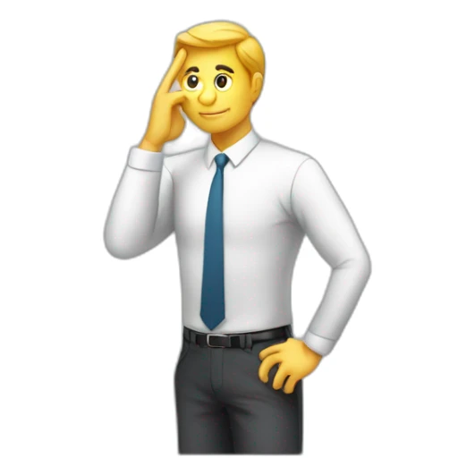 businessman is thinking with his finger on head sticker