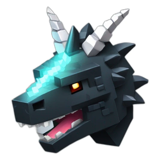 Minecraft Black Godzilla Head With Diamond Unicorn Horn and Lazer Eyes sticker