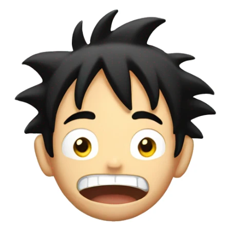 Luffy with his hands behind his head, his eyes wide open and his mouth wide open. sticker