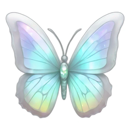 Sparkly glossy Pastel white iridescent glass crystal butterfly sticker