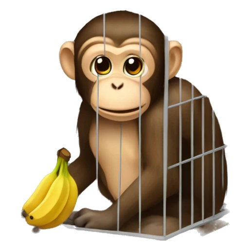 Monkey in a cage. Can't reach the banana.  4к sticker