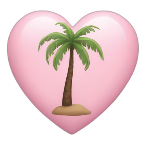 Pastel pink heart-shaped palm tree sticker