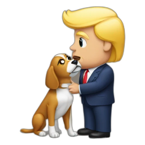 trump kissing a dog sticker